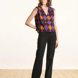 Jean bootcut noir taille haute en coton biologique