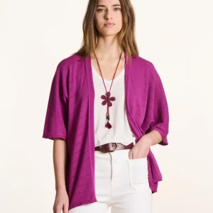 Gilet fin ajouré violet à manches courtes