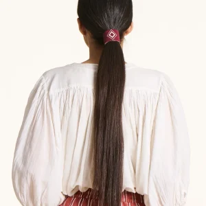 Accessoire cheveux en perles de verre bordeaux