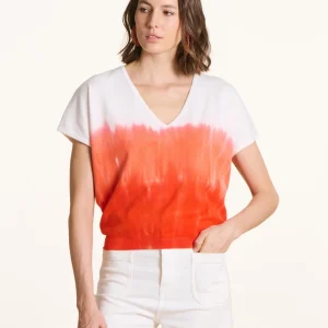 Pull manches courtes en coton biologique tie & dye orange