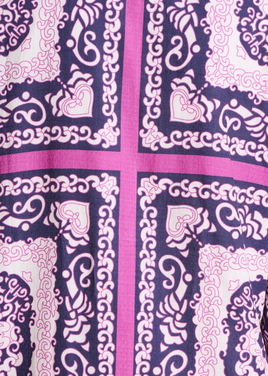 Robe courte droite violet et rose à imprimé foulard – Image 4