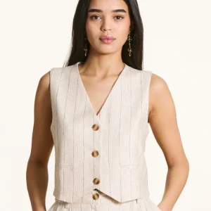 Veston beige rayé
