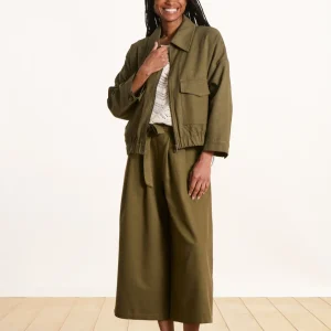 Blouson zippé kaki col chemise