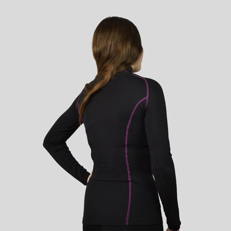 Base Layer « AIGUILLE VERTE » Femme Noir/Framboise – Image 3