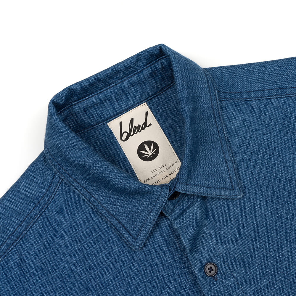 Chemise Bleue Homme coton bio et chanvre – Image 7