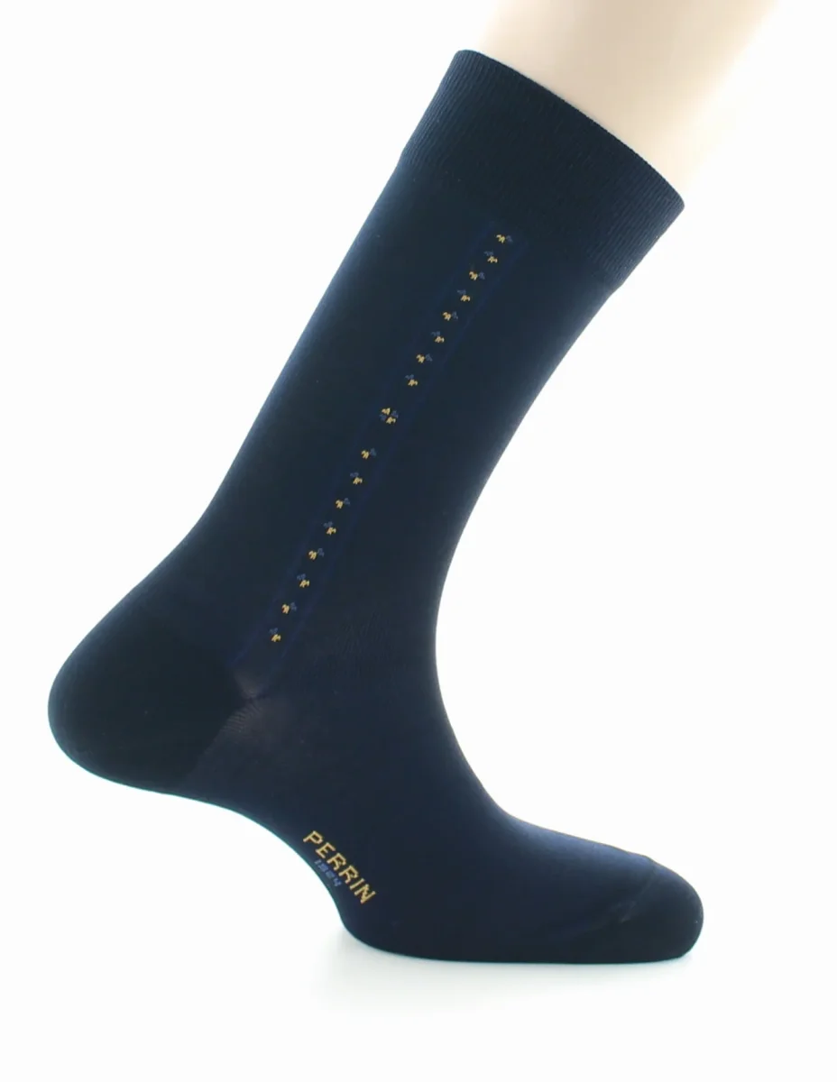 Chaussettes à motif baguette en coton fil d'Écosse supérieur Marine