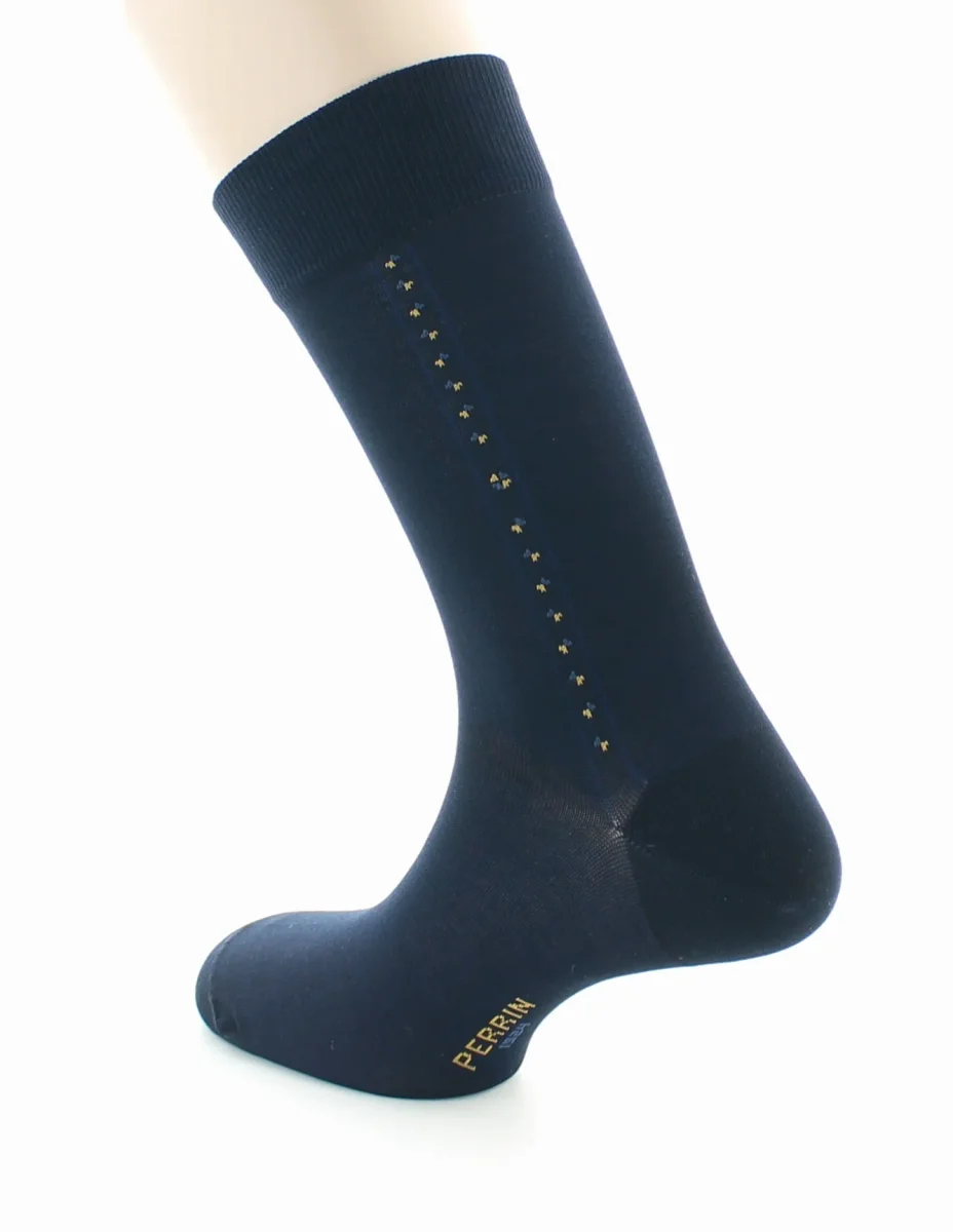 Chaussettes à motif baguette en coton fil d'Écosse supérieur Marine – Image 5