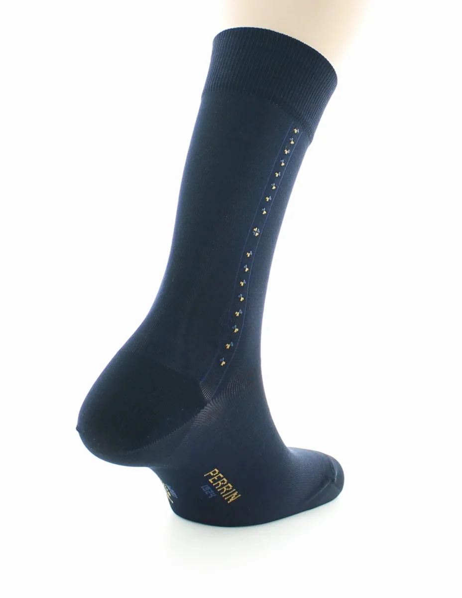 Chaussettes à motif baguette en coton fil d'Écosse supérieur Marine – Image 6
