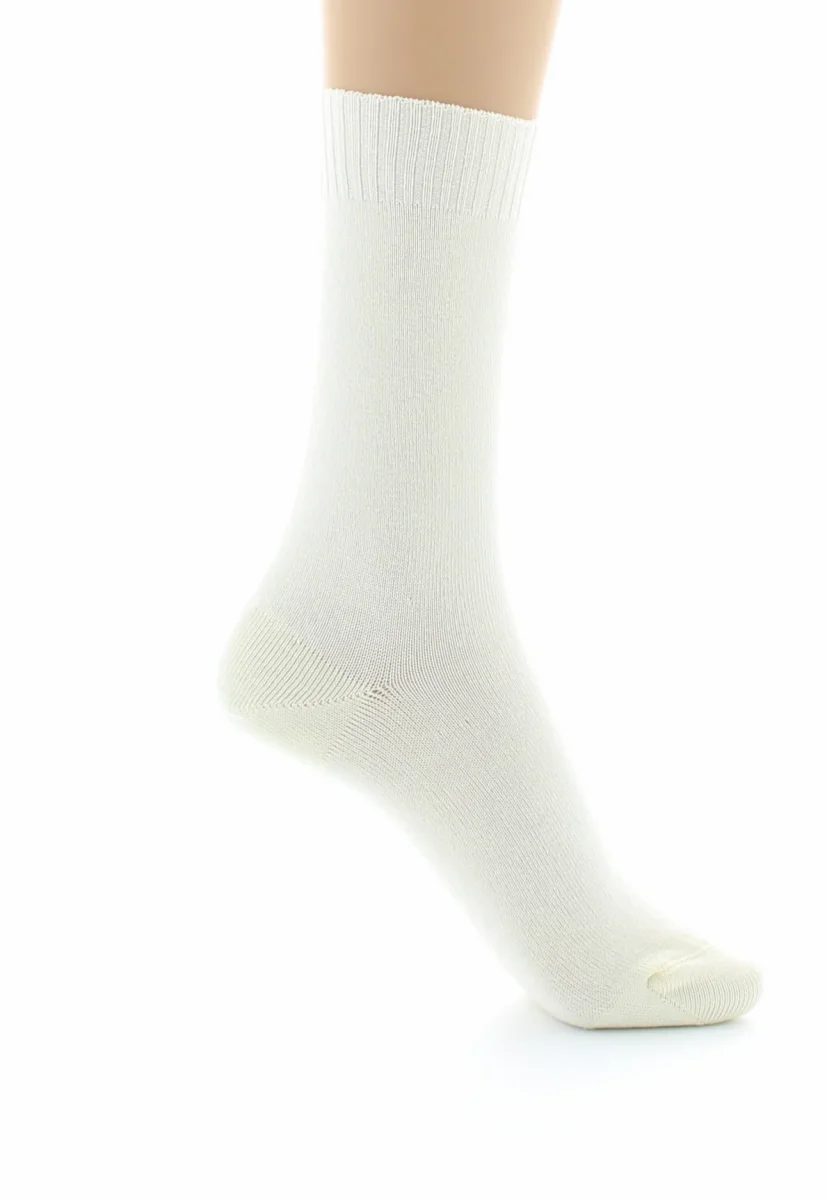 Chaussettes femme confort en fil d'Écosse à maille unie sans élastique Écru