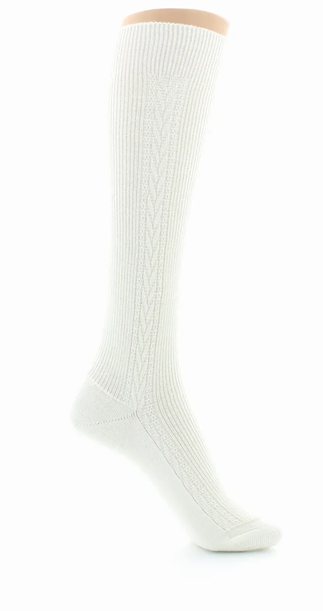 Chaussettes hautes femme en laine peignée mélangée Écru