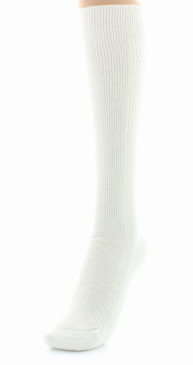 Chaussettes hautes femme en laine peignée mélangée Écru – Image 4