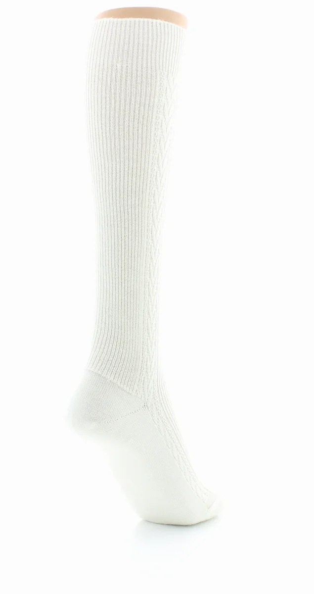 Chaussettes hautes femme en laine peignée mélangée Écru – Image 6