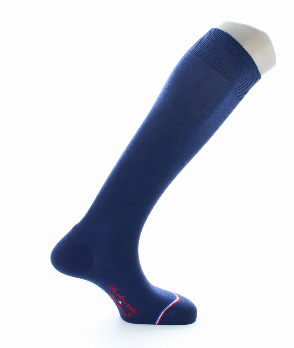 Chaussettes hautes homme Grand Palais en laine et coton Bleu royal