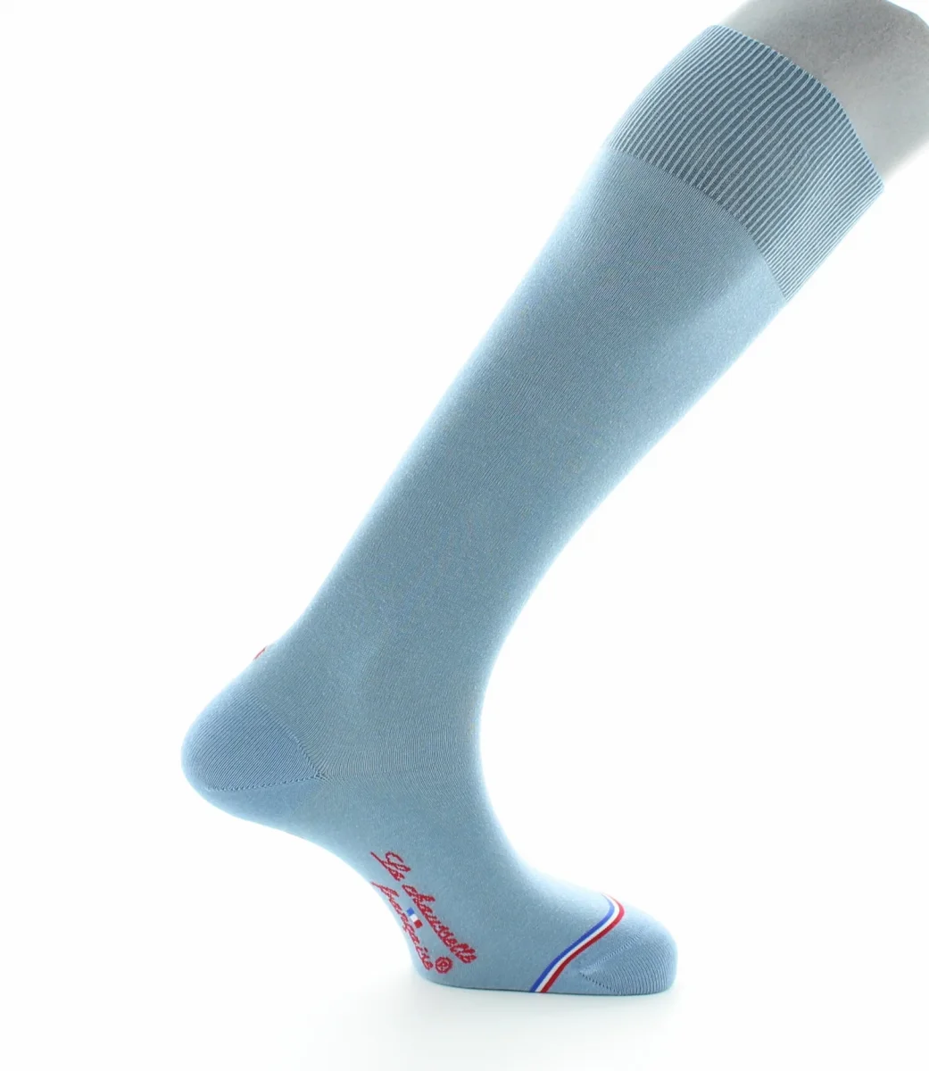 Chaussettes hautes homme Grand Palais en laine et coton Bleuté