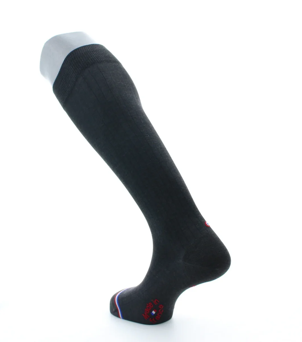 Chaussettes hautes homme Trocadéro en coton fil d'Écosse Anthracite chiné – Image 5