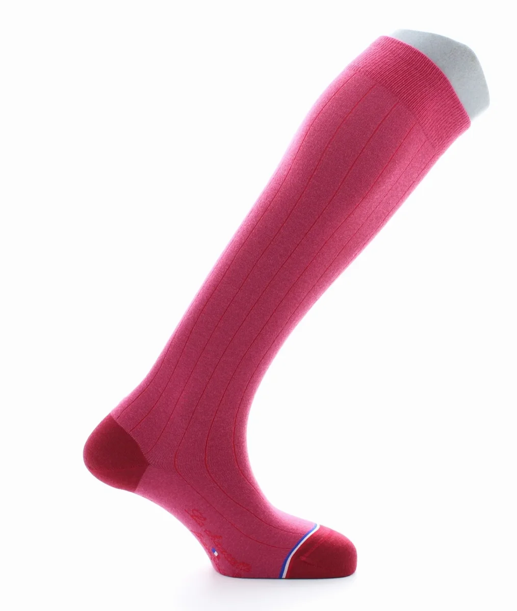 Chaussettes hautes homme Vendôme en laine et cachemire Fushia
