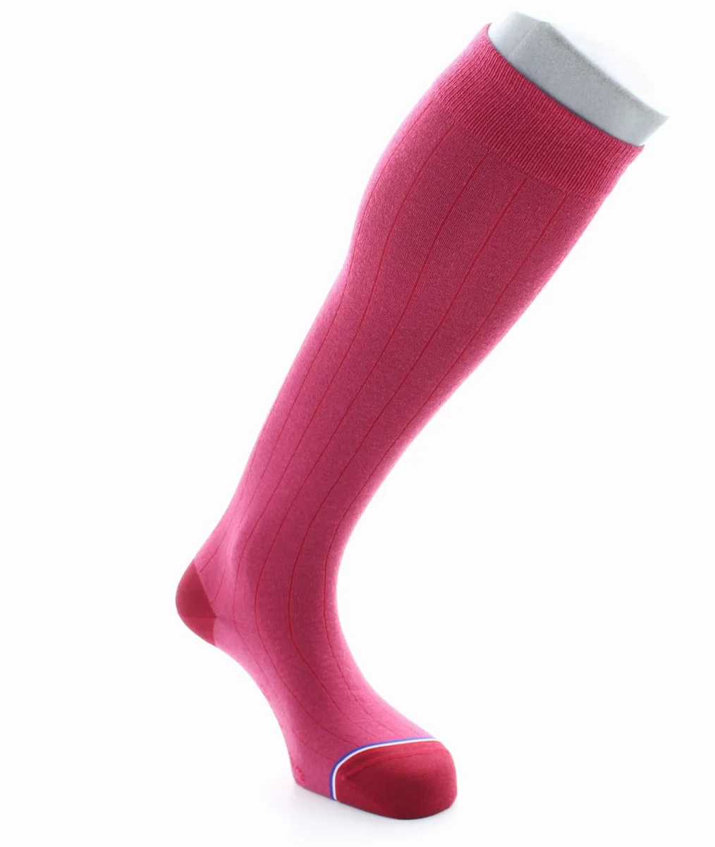 Chaussettes hautes homme Vendôme en laine et cachemire Fushia – Image 3
