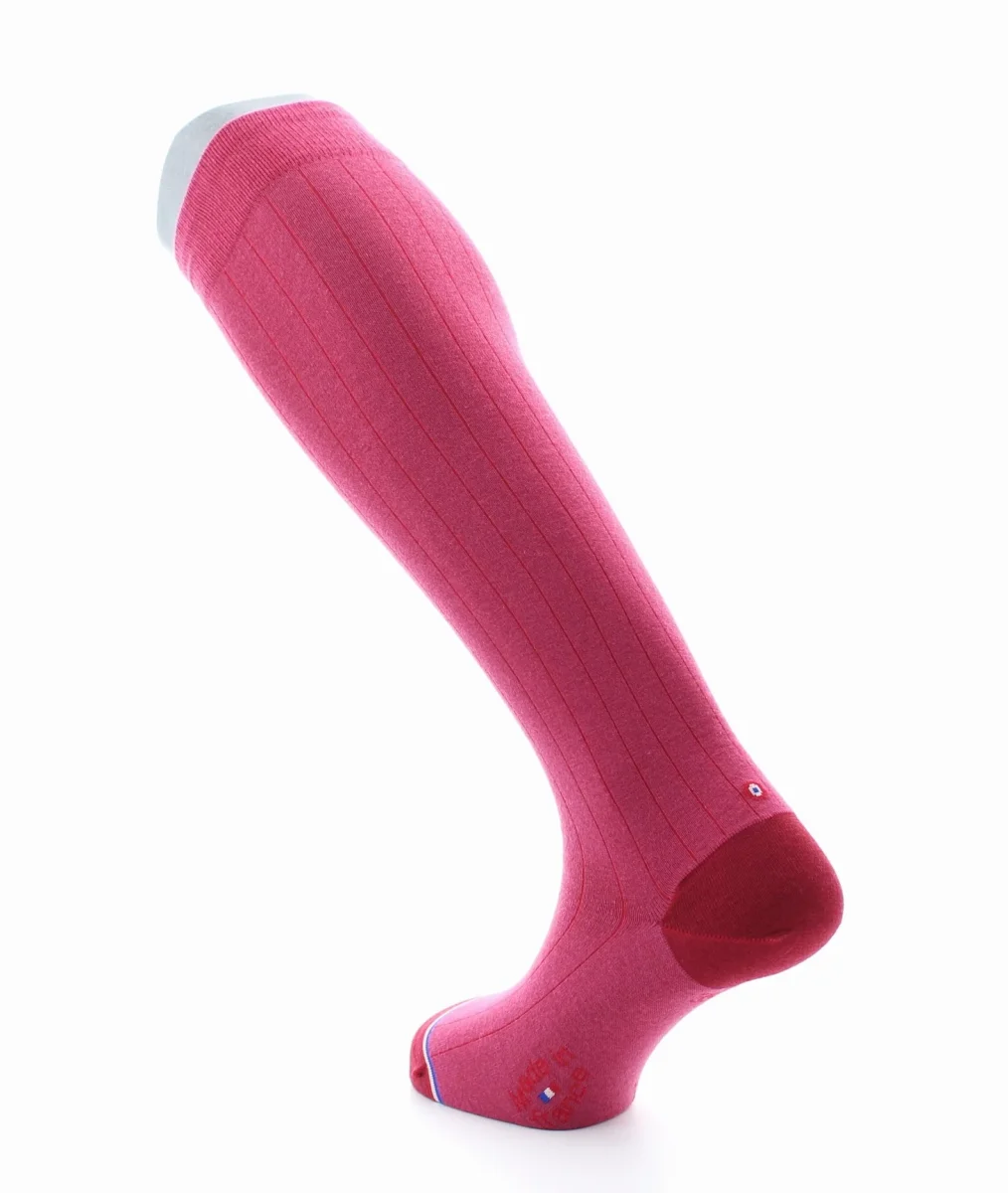 Chaussettes hautes homme Vendôme en laine et cachemire Fushia – Image 5