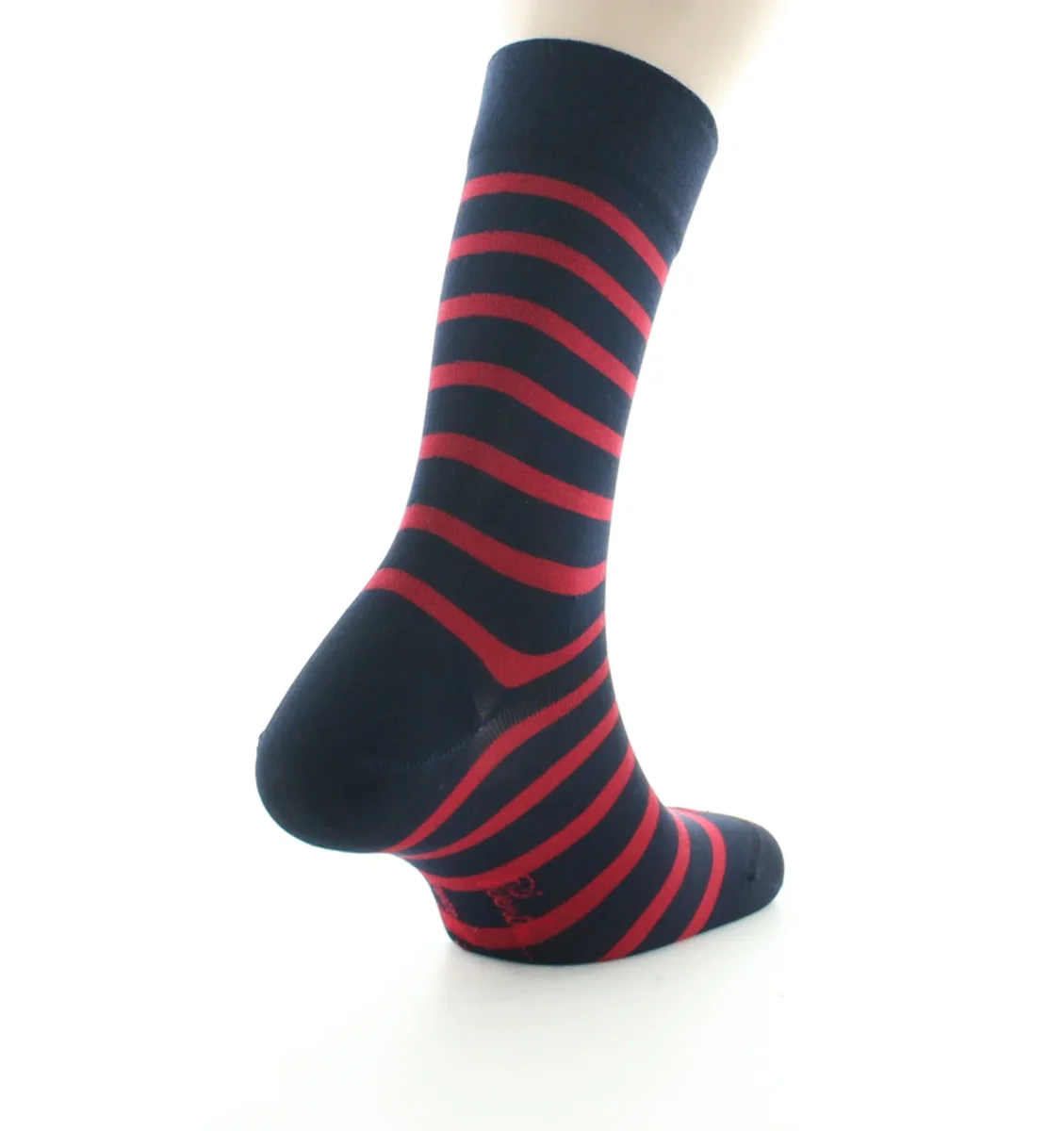 Chaussettes homme en soie - Sans élastique - Marine rayures rouge – Image 7