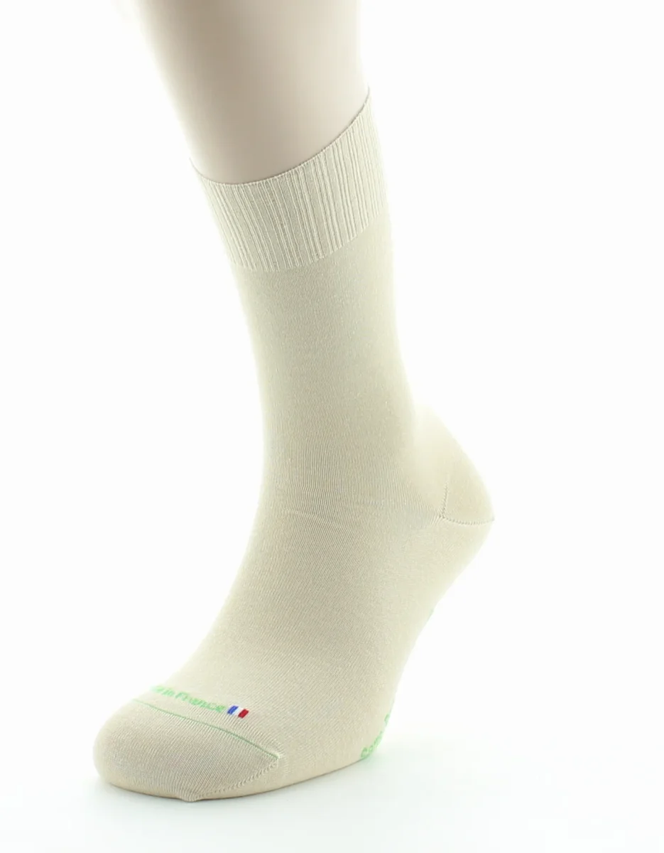Chaussettes mixtes sans élastique en pur coton bio Sable – Image 4