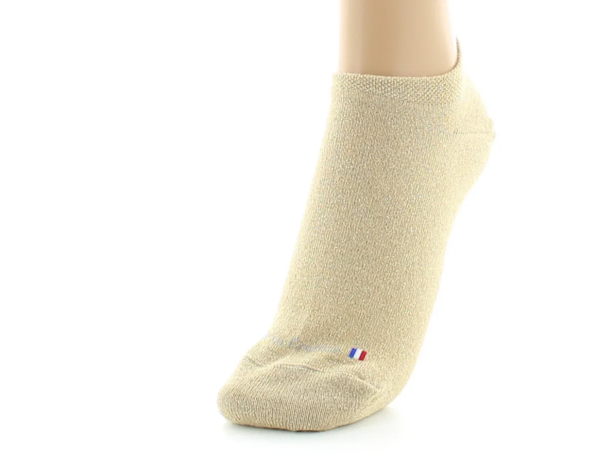 Socquettes invisibles femme en coton et lurex Sable doré – Image 3