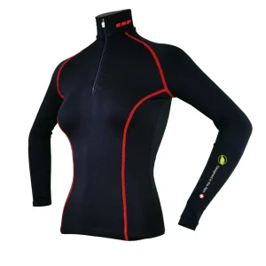 Base Layer « AIGUILLE VERTE ESF» Femme Noir/Rouge